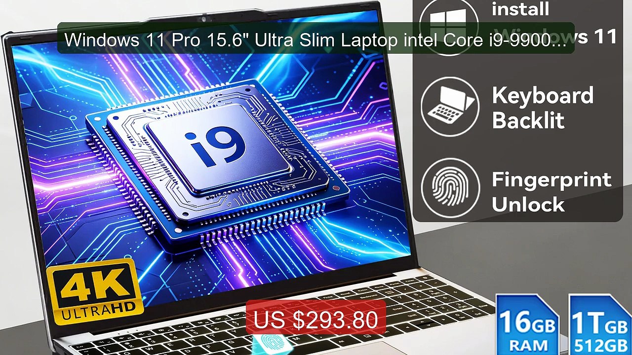 Windows 11 Pro 15.6" Ultra Slim Laptop intel Core i9-9900 16G... -- Amazing Value 2026 | Must Have!
