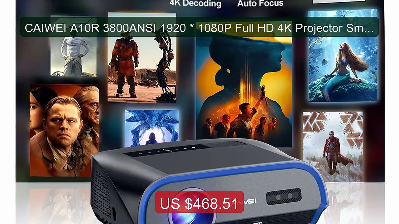 CAIWEI A10R 3800ANSI 1920 * 1080P Full HD 4K Projector Smart ... -- Amazing Value 2026 | Must Have!