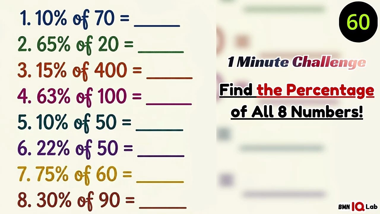 #ThinkFast 🤔⚡️ Find the Percentage of All 8 Numbers! 💯