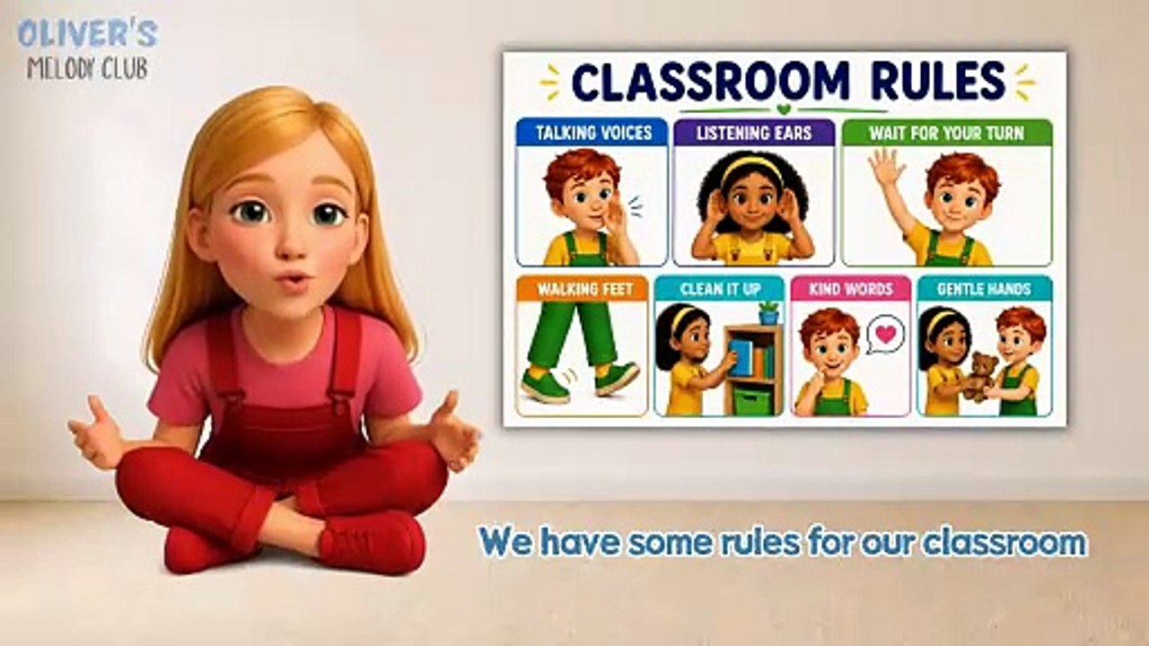 Classroom Rules Song with Actions for Kids _ Free Printable _ Back to School Circle Time 2160P