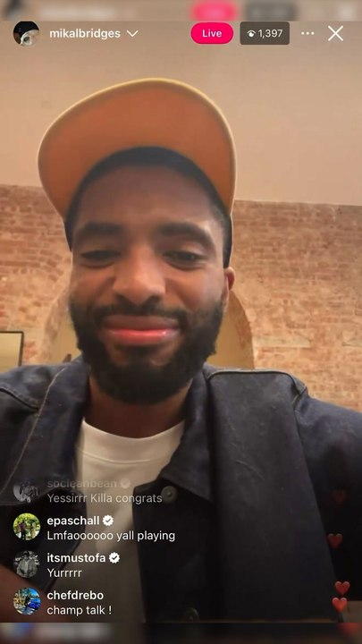 Mikal Bridges had a TIME on Instagram live today