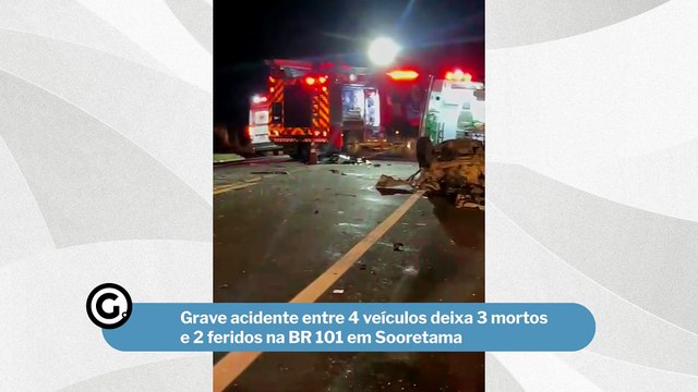 Grave acidente entre 4 veículos deixa 3 mortos e 2 feridos na BR 101 em Sooretama