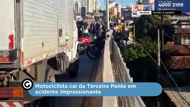 Motociclista cai da Terceira Ponte em acidente impressionante