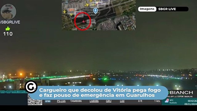 Cargueiro que decolou de Vitória pega fogo e faz pouso de emergência em Guarulhos