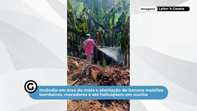 Incêndio em área de mata e plantação de banana mobiliza bombeiros, moradores e até helicóptero em Iconha