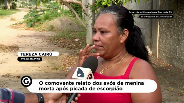 O comovente relato dos avós de menina morta após picada de escorpião