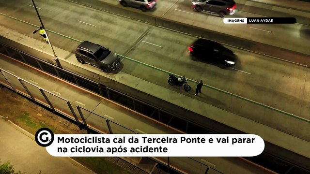 Motociclista cai da Terceira Ponte e vai parar na ciclovia após acidente