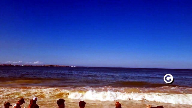 Baleias jubarte são vistas no mar da Praia de Itaparica, em Vila Velha