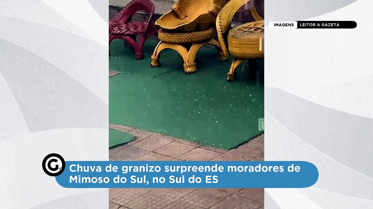 Moradores registraram chuva de granizo que Chuva de granizo surpreende moradores de Mimoso do Sul, no Sul do ESna tarde de terça-feira (17)