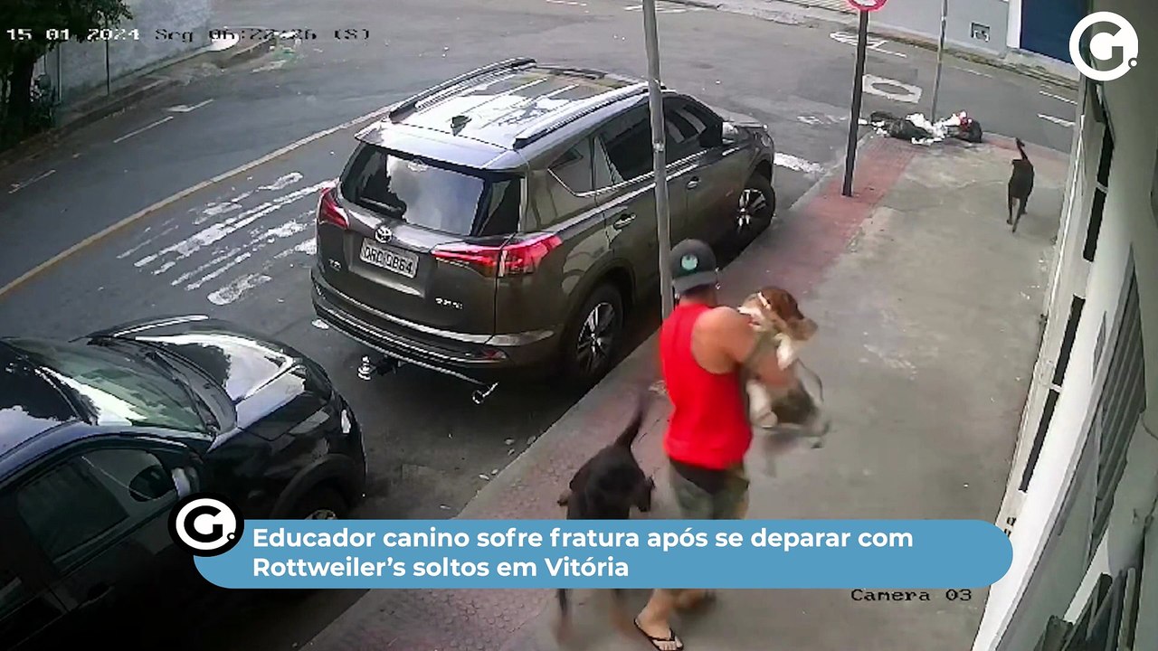 Educador canino sofre fratura após se deparar com Rottweiler’s soltos em Vitória