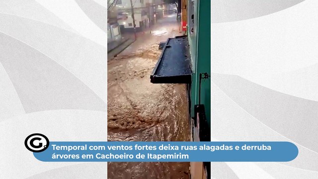Temporal com ventos fortes deixa ruas alagadas e derruba árvores em Cachoeiro de Itapemirim