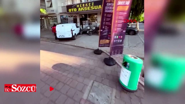 Aracıyla kaldırımı aşıp iş yerine çarptı