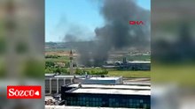 Ankara'nın Gölbaşı ilçesinde yer alan alçı fabrikasında yangın