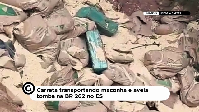 Carreta com maconha em meio à carga de aveia tomba na BR 262 em Marechal Floriano