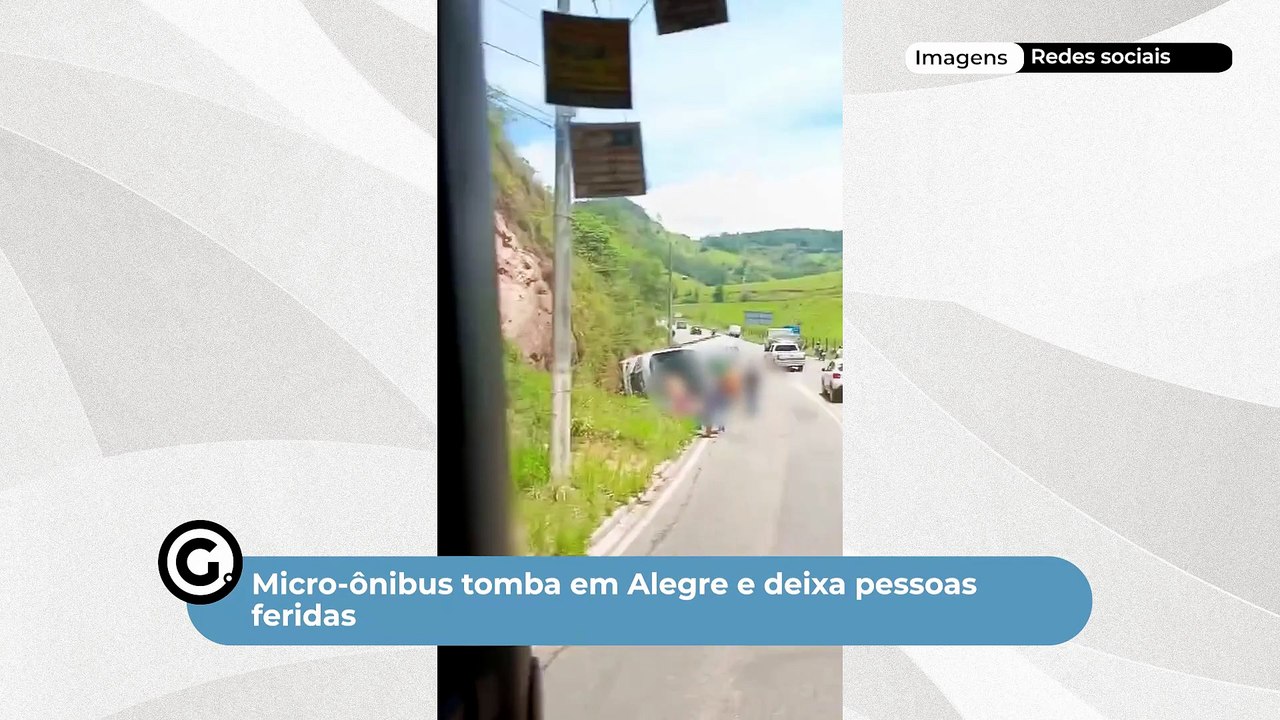 Micro-ônibus tomba em Alegre e deixa pessoas feridas
