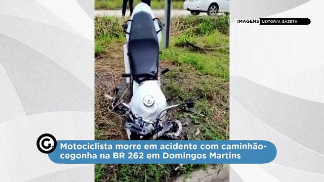 Motociclista morre em acidente com caminhão-cegonha na BR 262 em Domingos Martins