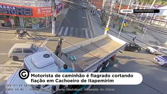 Motorista de caminhão é flagrado cortando fiação em Cachoeiro de Itapemirim