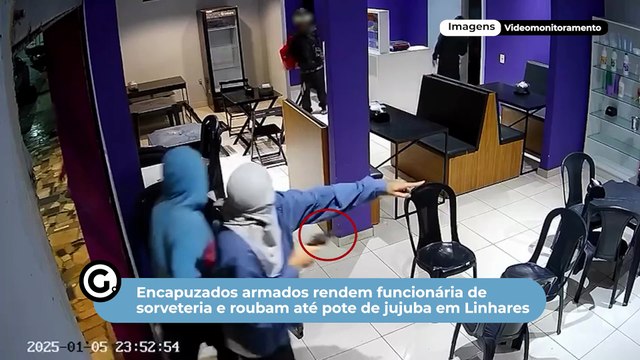 Encapuzados armados rendem funcionária de sorveteria e roubam até pote de jujuba em Linhares