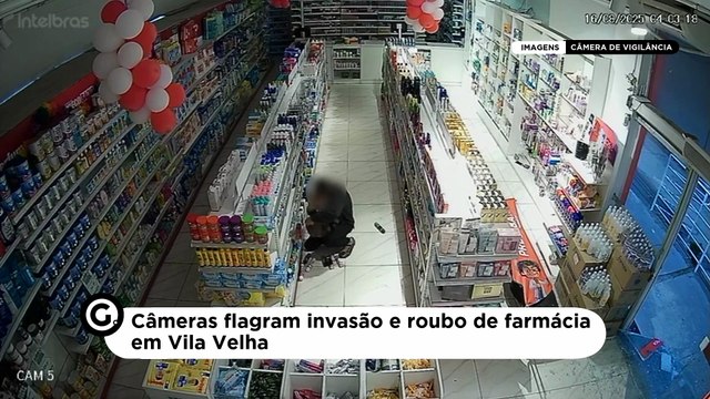 Câmeras flagram invasão e roubo de farmácia em Vila Velha