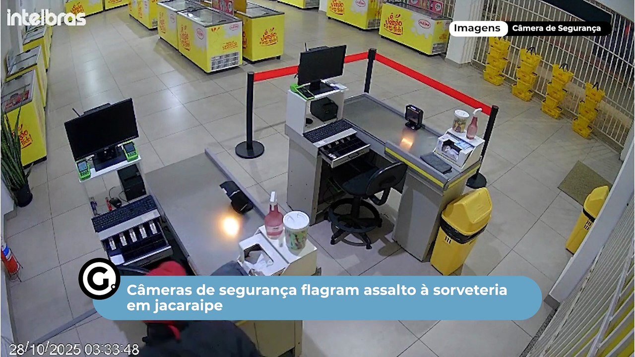 Câmeras de segurança flagram assalto à sorveteria em jacaraipe