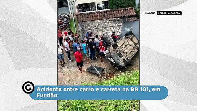 Acidente entre carro e carreta deixa dois feridos na BR 101, em Fundão