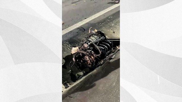 Motor vai parar fora de carro após acidente na BR 101, em Linhares