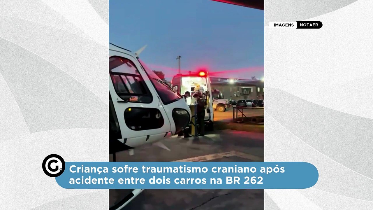 Criança sofre traumatismo craniano após acidente entre dois carros na BR 262