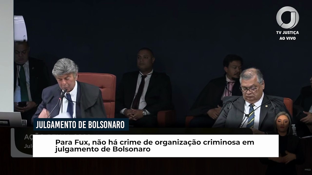 Para Fux, não há crime de organização criminosa em julgamento de Bolsonaro