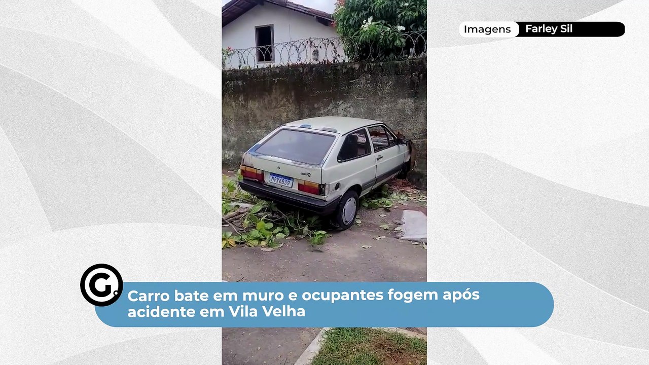 Carro bate em muro e ocupantes fogem após acidente em Vila Velha