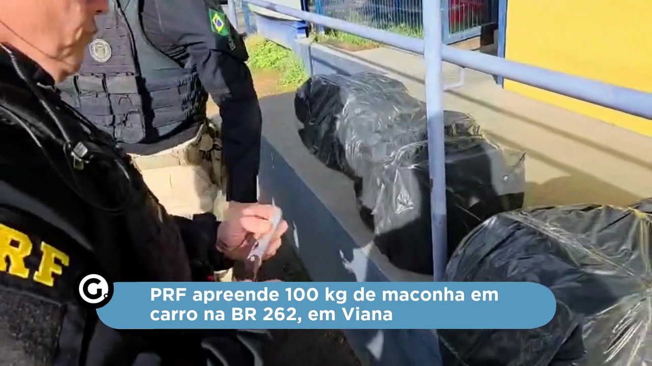 PRF apreende 100 kg de maconha em carro na BR 262, em Viana