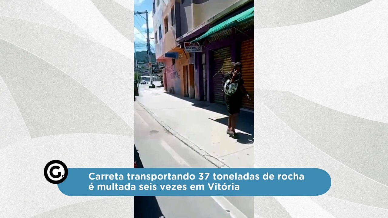 Carreta transportando 37 toneladas de rocha é multada seis vezes em Vitória