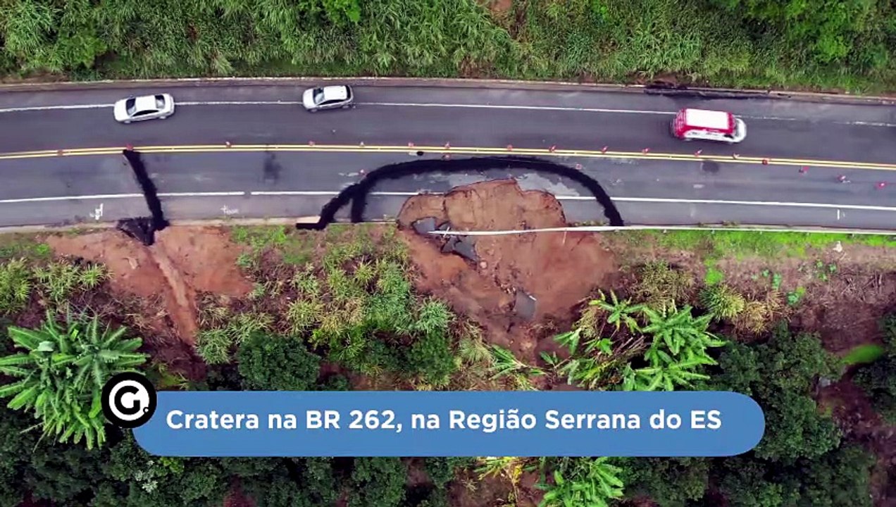 Cratera na BR 262, na Região Serrana do ES