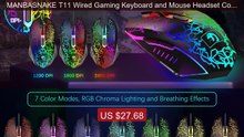 MANBASNAKE T11 Wired Gaming Keyboard and Mouse Headset Combo,Rainb... -- Best Deal 2026 | Shop Now!
