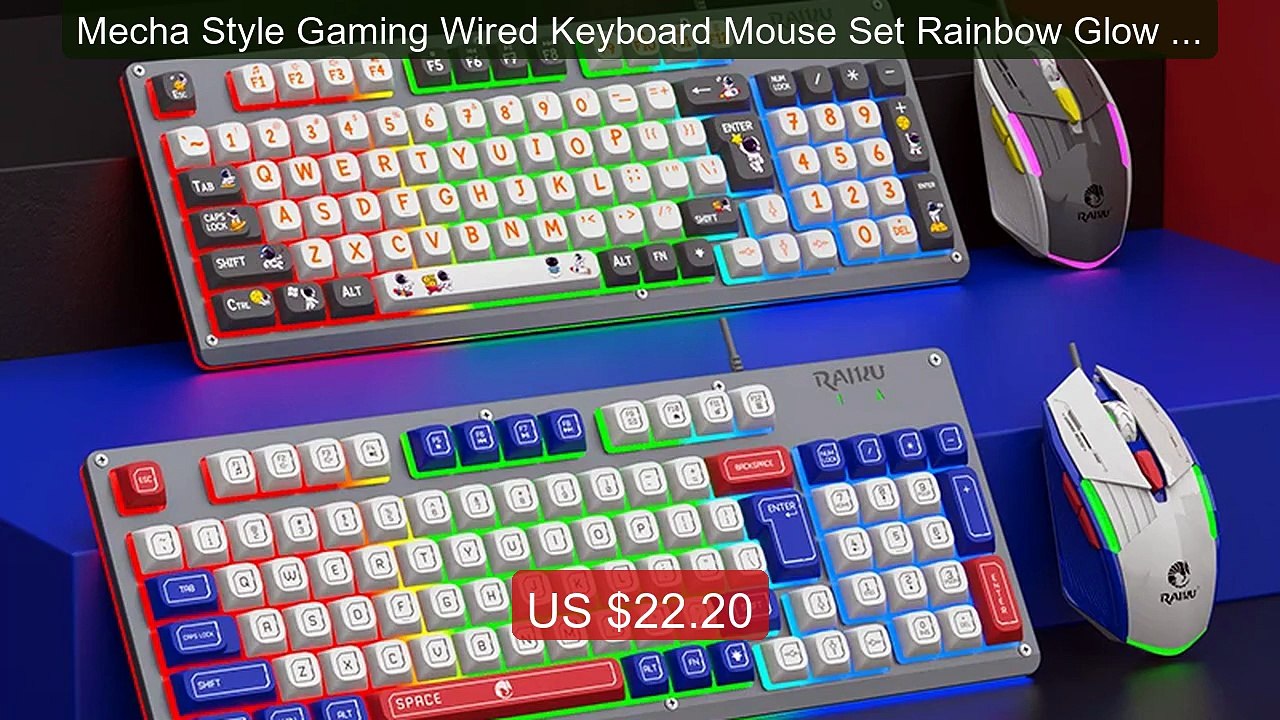 Mecha Style Gaming Wired Keyboard Mouse Set Rainbow Glow Backl... -- Best Buy 2026 | Great Quality!