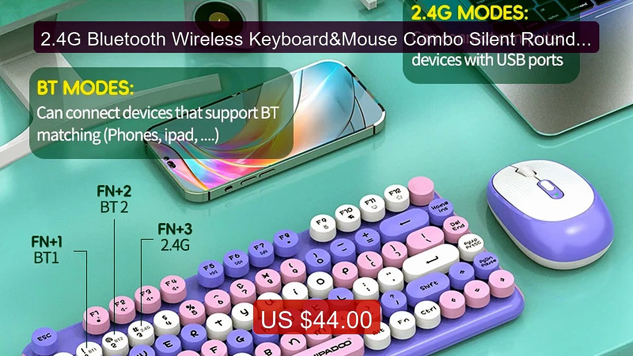 2.4G Bluetooth Wireless Keyboard&Mouse Combo Si...