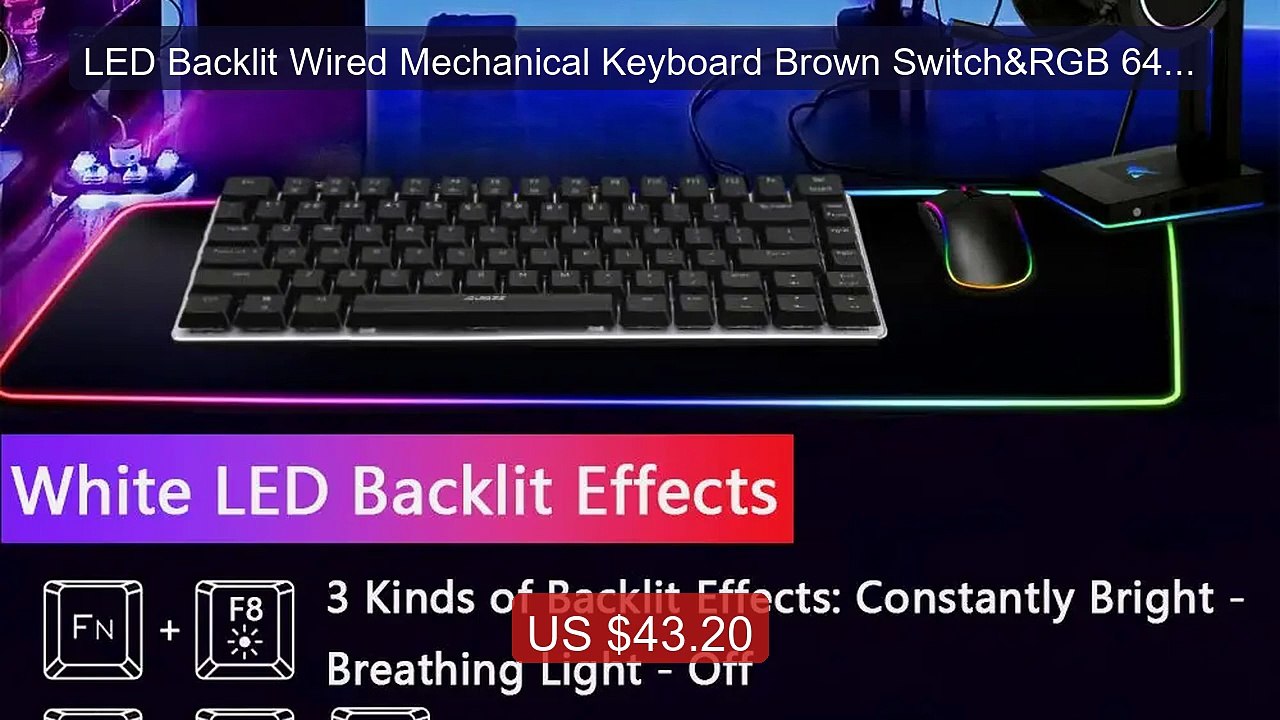 LED Backlit Wired Mechanical Keyboard Brown Swi...