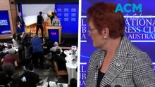 Pauline Hanson’s inaugural Press Club speech interrupted by protest stunt
