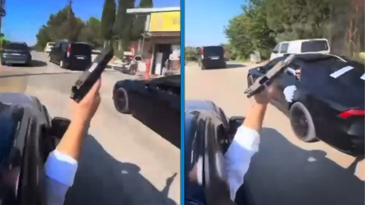 Düğün konvoyunda tabancayla havaya ateş açtı; o anlar kamerada