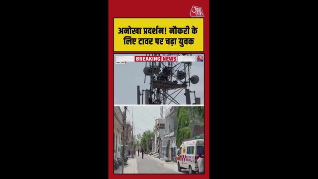 पंजाब के संगरूर में टावर पर चढ़ा प्रदर्शनकारी, देखें