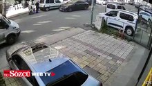 Kamyonetin kasa kapağının direğe çarptığı anlar güvenlik kamerasında