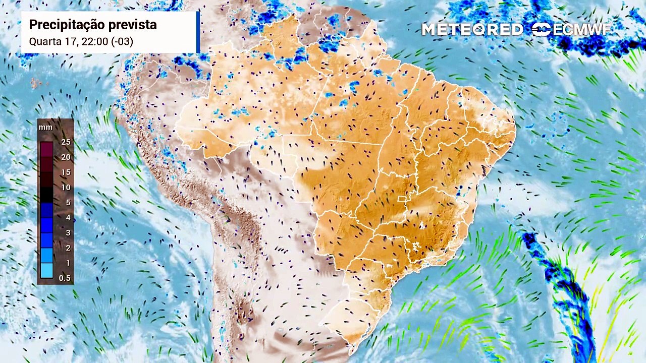 Quarta-feira, 17 de junho: precipitação prevista