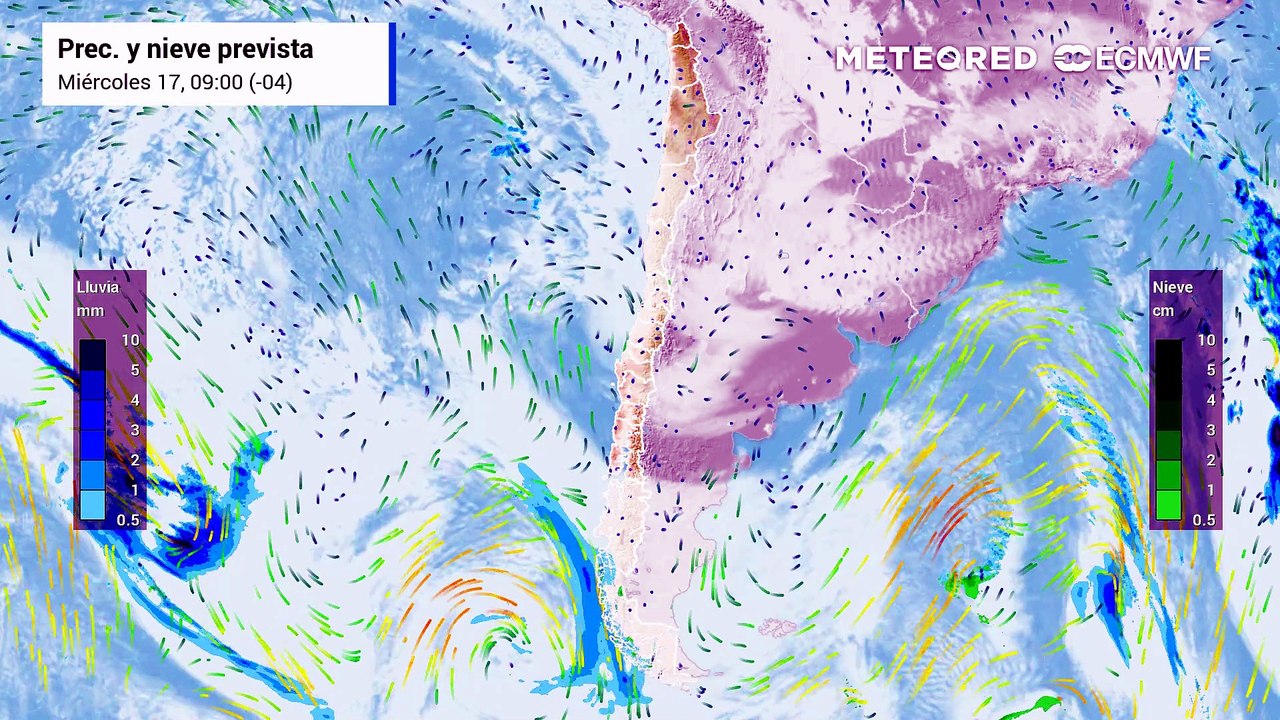 Pronóstico de precipitación y nieve prevista: Miércoles 17 de junio.