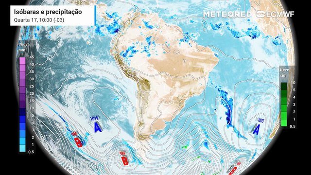 Quarta-feira, 17 de junho: Chuva e linhas de pressão (isóbaras)
