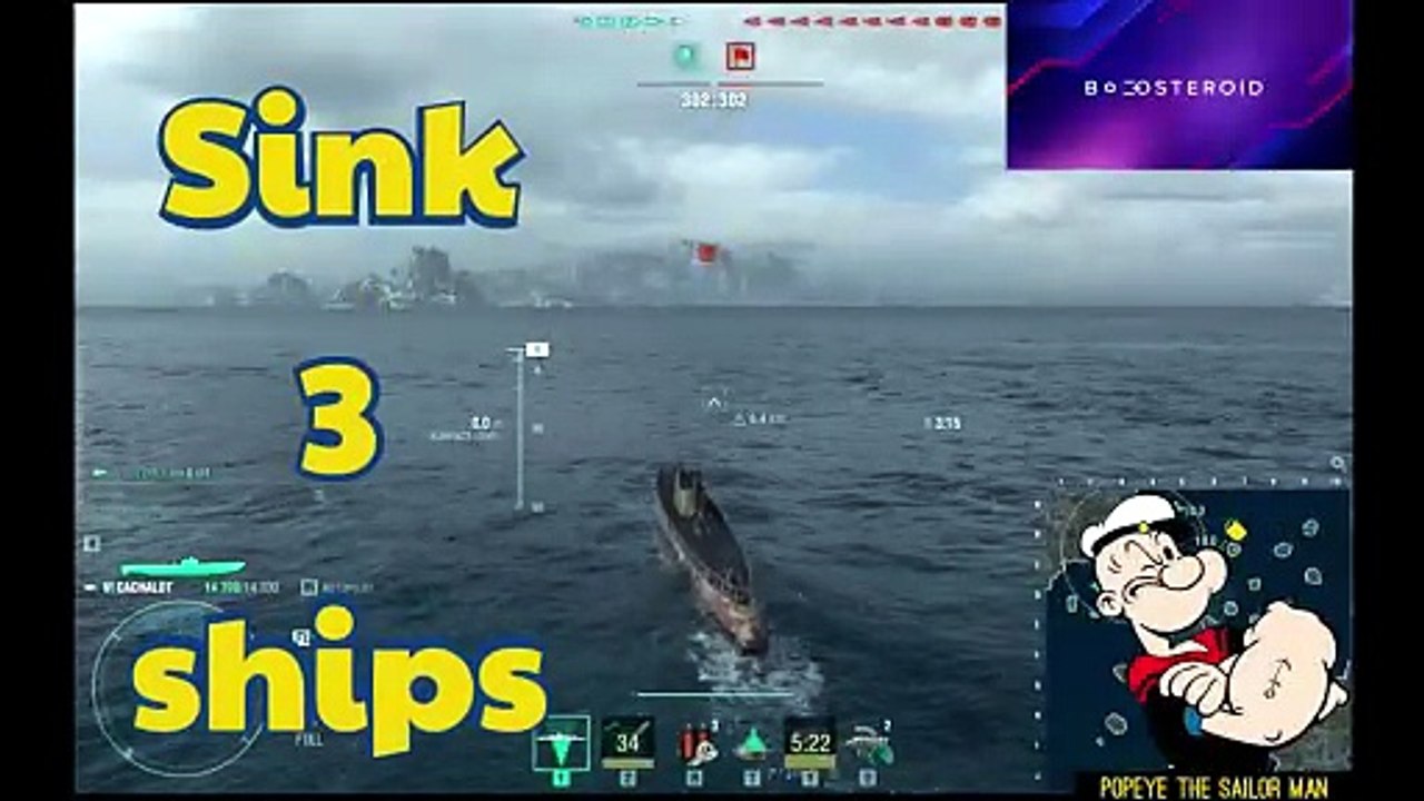 World of Warships 3 ships sunk Submarines Popeye the sailor  #Boosteroid