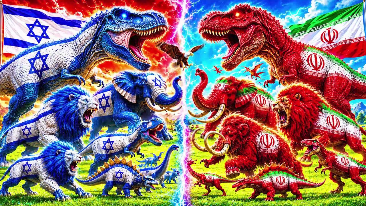 Iran vs Israel Animal Epic Battle  Prehistoric Animals vs Dinosaurs Size Comparison  Animal Revolt Battle Simulator (ARBS) thumnail