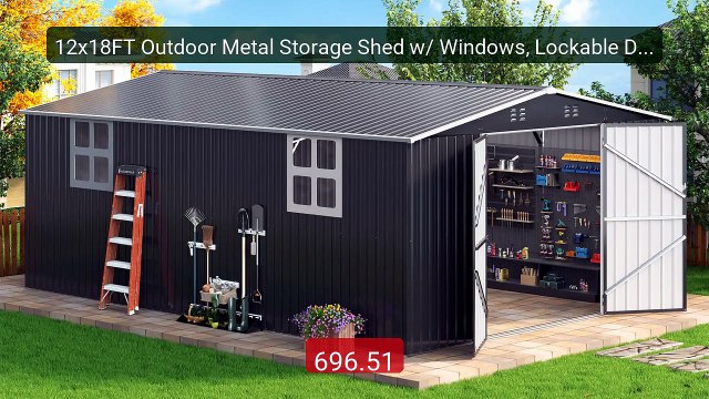 12x18FT Outdoor Metal Storage Shed w/ Windows, Lockable Door,... Amazing Value 2026 | Must Have!