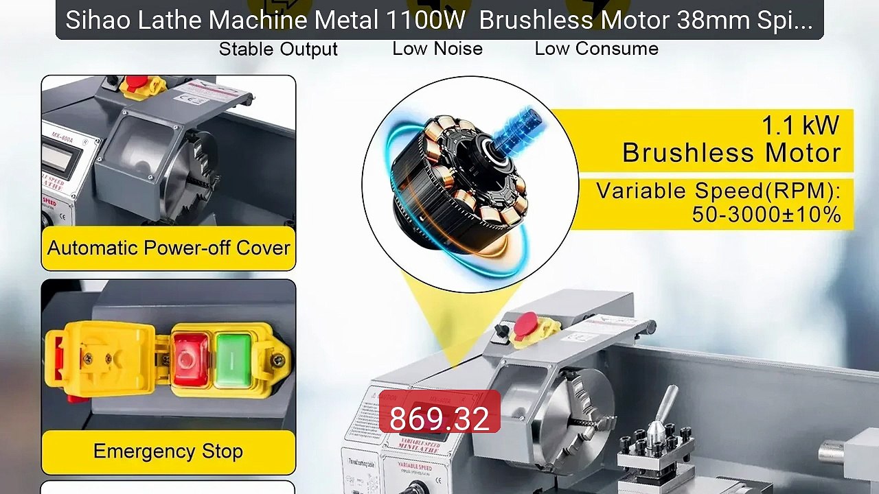 Sihao Lathe Machine Metal 1100W  Brushless Motor 38mm Spindle Lathe... -- Top Rated 2026 | Buy Now!