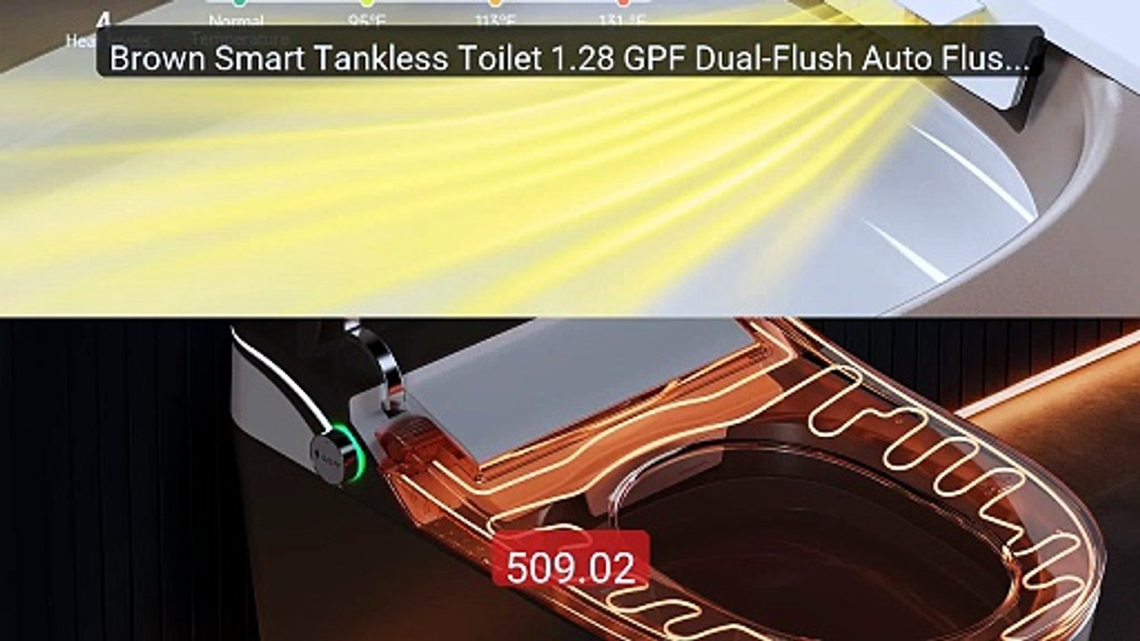 Brown Smart Tankless Toilet 1.28 GPF Dual-Flush Auto Flush Heated S... -- Top Rated 2026 | Buy Now!