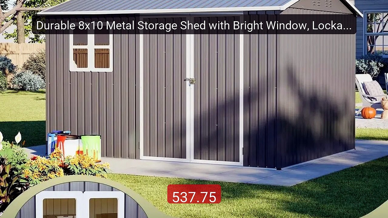 Durable 8x10 Metal Storage Shed with Bright Window, Lockable D... -- Best Buy 2026 | Great Quality!