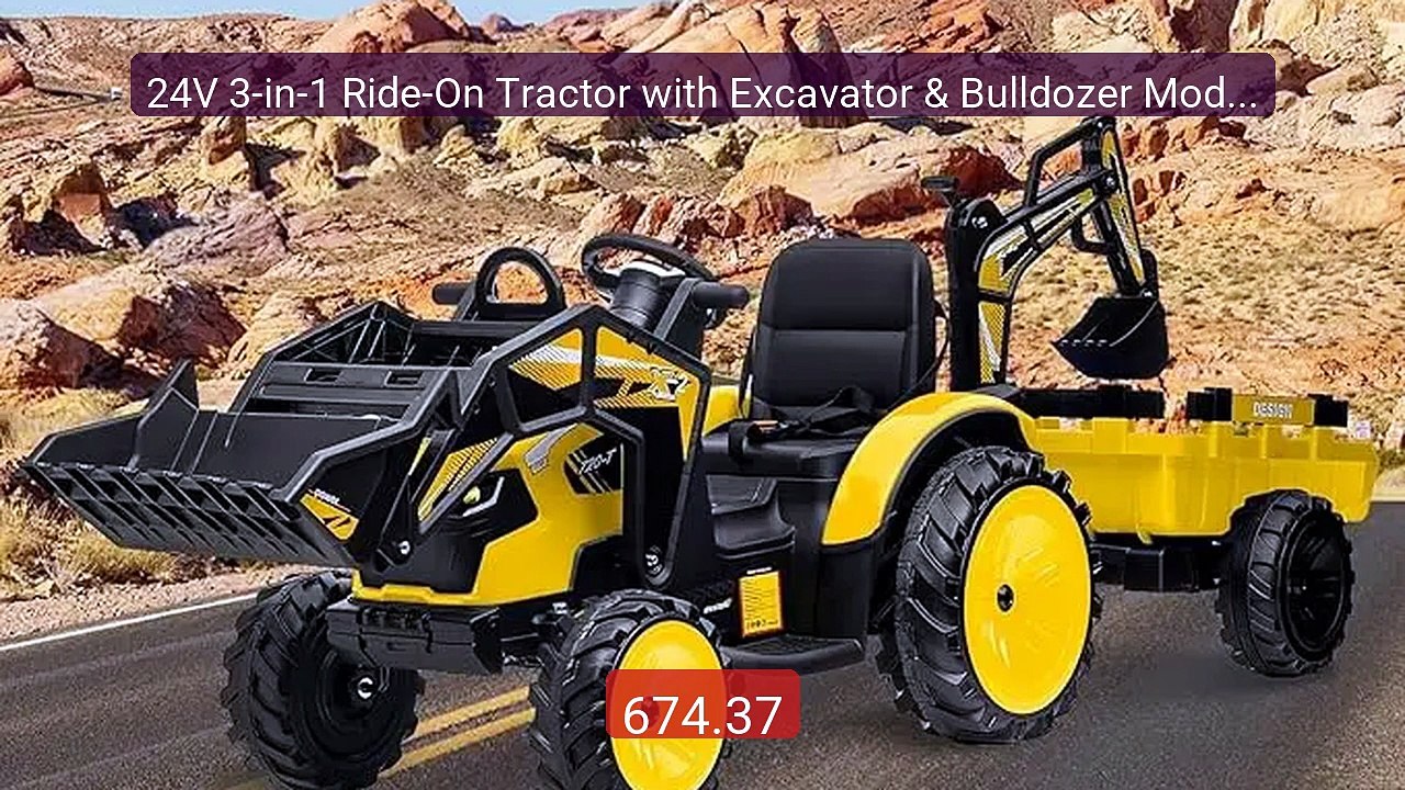 24V 3-in-1 Ride-On Tractor with Excavator & Bulldozer Modes —... -- Amazing Value 2026 | Must Have!